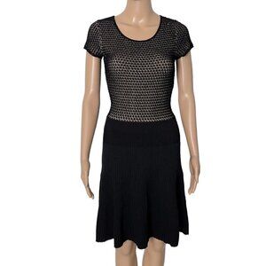 Issa London Lace w/ Ribbed Knit Fit and Flare Knee Length Dress (M)